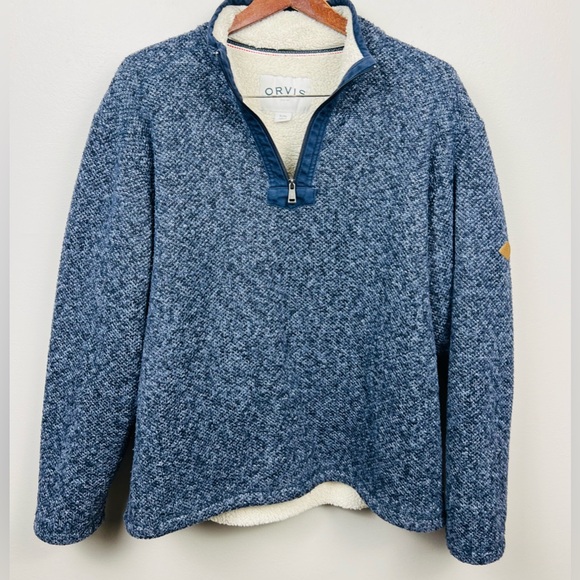 Orvis Blue Sherpa-Lined 1/4 Zip Pullover — Size XL - Picture 2 of 14